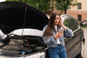 Car accident scene showing safety, medical attention, and documentation for legal claims.