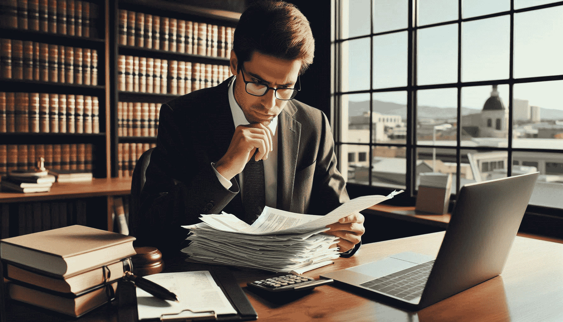 Attorney reviewing medical bills and financial documents to calculate personal injury compensation in Nevada.