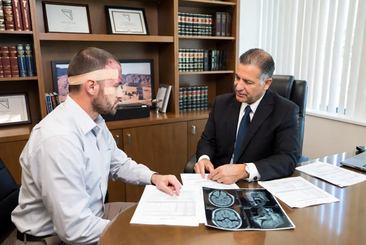 Abogado especializado en lesiones cerebrales traumáticas de Nevada revisando el historial médico de una víctima de una lesión cerebral traumática tras un accidente grave. Abogado especializado en lesiones cerebrales traumáticas de Nevada. Abogado especializado en lesiones cerebrales traumáticas de Nevada revisando el historial médico de una víctima de una lesión cerebral traumática tras un accidente grave.