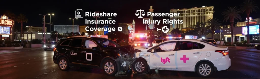 Las Vegas’ta bir araç paylaşımı kazasına karışan hasarlı Uber aracı; olay yerinde acil durum ekipleri bulunuyor. Yaralı bir yolcuyla birlikte Uber kazası tazminat talebini inceleyen kişisel yaralanma avukatı. Las Vegas’ta meydana gelen Uber ve Lyft kazası, araç paylaşımı sigorta kapsamını ve yolcu yaralanma haklarını gündeme getiriyor.