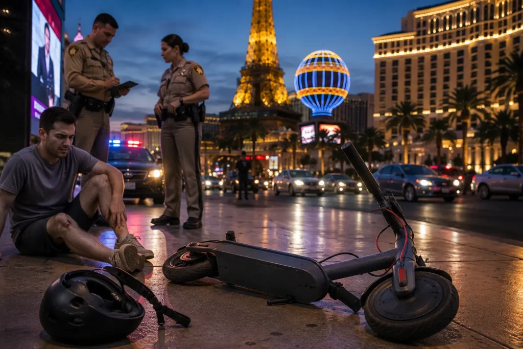 E-scooter accident on the Las Vegas Strip in Las Vegas, Nevada