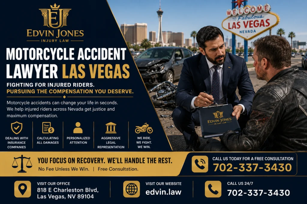 Motorcycle accident lawyer Las Vegas helping an injured rider pursue compensation after a Nevada crash